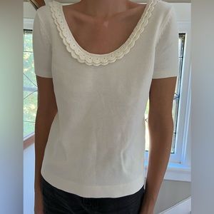 Boden short sleeve sweater frill neck
